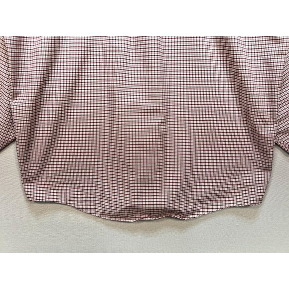 LL Bean Mens Button Down Shirt Long Sleeve Stretch Sz 17-33 Burgundy White Plaid - Picture 13 of 13
